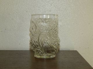 Vintage 3 - D Owl Shaped Clear Drinking Glass Glassware Or Vase.