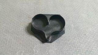 Vintage Artisan Signed Silvertone Metal Tin Heart Cookie Cutter Brooch Pin