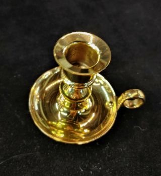 Polished Vintage Brass Chamber stick Handheld Candlestick Holder 3