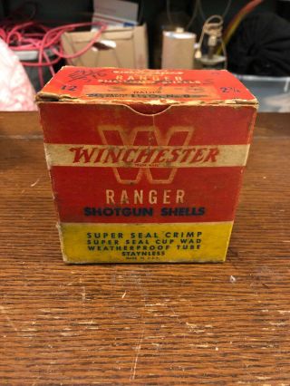 Winchester Ranger 12 Ga 2 3/4 " G784 3 1/4 - 1 1/8 - 4 Shot Empty Shotgun Shell Box