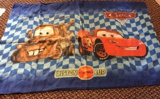 Lightning Mcqueen Tow Mater Pillowcase Vintage Disney Pixar Cars Piston Cup 95