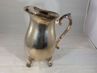 Vintage Large Silver Plated Water Pitcher With Spout And Handle