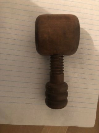 Nut (shell) Cracker Tool - Wood,  Screw Type Vintage - Made In Italy - Very Cool
