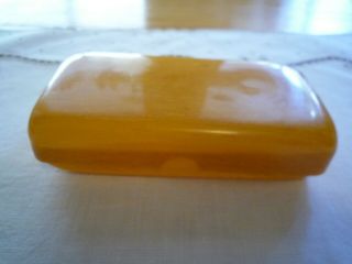 Vintage Celluloid Bakelite Large Soap Holder Box & Lid For Travel Butterscotch