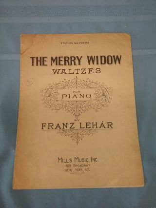 Vintage Sheet Music The Merry Widow Waltzes For Piano