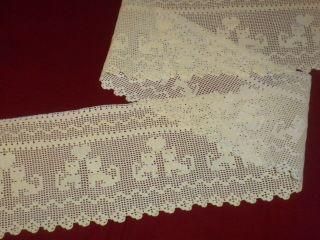 Vintage Handmade Cotton Crochet Lace Curtain Panel Code:207a
