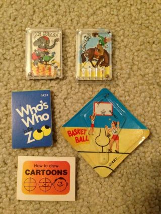 5 Vintage Cracker Jack Prizes 2 Pinball Games Rodeo 1 Tilt Basketball 2 Books
