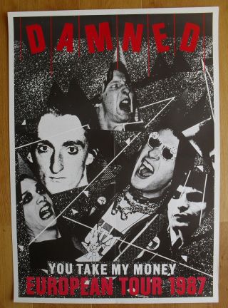 The Damned European Tour 1987 Vintage Poster Punk