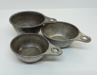 Vintage Set Of Tin Measuring Cups 1/4c 1/3c 1/2c Functional Collectors Piece
