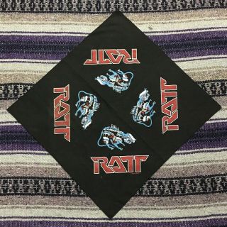 Vtg 1984 Ratt Bandana Scarf Headband Wall Hanging Banner Tapestry 80s Band
