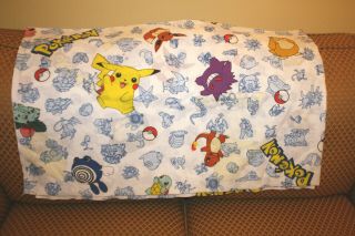 Vintage 1998 Pokemon Twin Flat Bed Sheet For Bedroom Or Sewing / Craft Fabric
