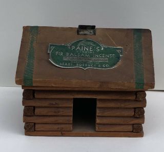 Vintage Paine’s Fir Balsam Incense Holder Burner Log Cabin Old Sears