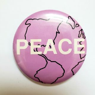Vintage Peace Pinback Button Pin 2.  25 Inches Purple Earth World Planet Pacifist