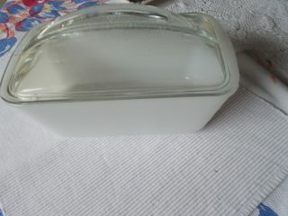 Vtg Milk Glass Westinghouse Refrigerator Dish Loaf Pan With Clear Domed Lid