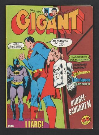 Gigant - Batman & Superman - Dc Comics - 1977 Vintage Swedish Comic Nr 1