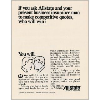 1970 Allstate Business Insurance: Competitive Quotes Vintage Print Ad