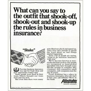 1971 Allstate Insurance: Outfit That Shook Off Vintage Print Ad
