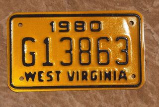 1980 West Virginia Vintage Motorcycle License Plate