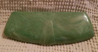 Vintage Marbleized Green Plastic Art Deco Jewelry Box Case Braun - Crystal - Deltah