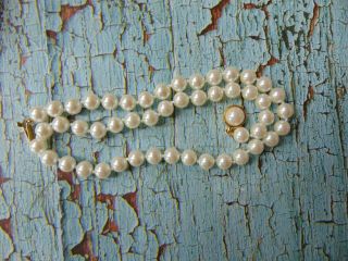 Vintage Signed Carolee White Faux Pearl Glass Beaded Necklace 18 " Jewelry