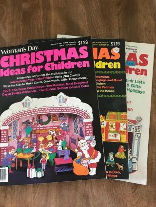3 Vtg.  Woman’s Day Special Christmas Ideas For Children Vol.  21,  22,  24