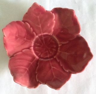 Senegal Fine China Leaf Shaped Vintage Red Demitasse Saucer
