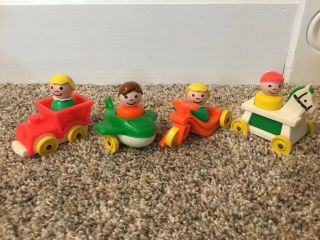Vintage Fisher Price Little People Ride On Toys Train,  Airplane,  Tricycle Horse