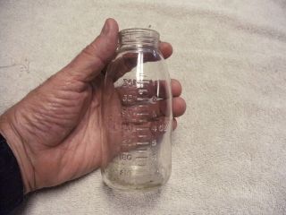 Old Vintage Embossed Glass Baby Bottle 8 Oz.  Made In Usa,  See Pictures