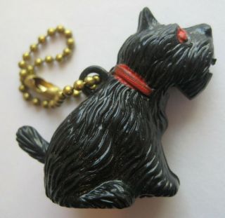 Vintage Plastic Movable Black Scottie Dog Keychain Charm Mouth Opens