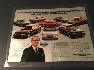 Vintage 1986 Chrysler Iacocca/ Glhs Laminated 2 Pg Ad