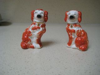 Vintage Dogs,  Porcelain Staffordshire Rust Colored Spaniels Salt Pepper Shaker
