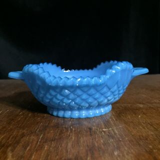 Vintage Blue Milk Glass Candy Dish