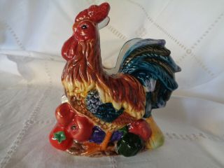 Vintage Ceramic Rooster Chicken Napkin Holder Stands 5.  75 " Tall