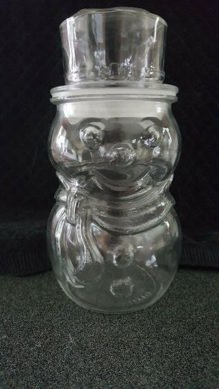 Snowman Jar Cookie Candy Christmas Holiday Apothecary Vintage Container