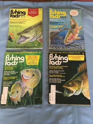 4 Vintage Fishing Facts Magazines Sept Oct 1975 Jan 1977 Sept 1978