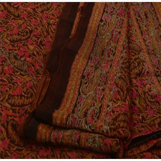 Tcw Vintage Saree Pure Silk Hand Beaded Craft 5 Yd Fabric Premium Zari Sari 5