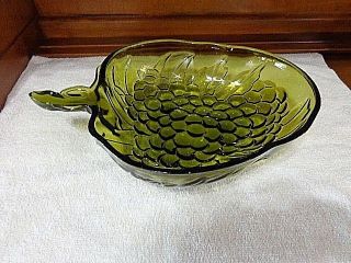 Vintage Green Indiana Glass Grape Pattern Serving Bowl - Grapes Shape & Pattern