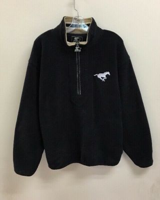 Vintage Smu Mustangs Starter Ncaa Fleece Sweater 1/4 Zip Jacket Size Large Black
