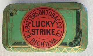 Vintage Lucky Strike,  Cut Plug Tobacco Tin,  Hinged Box In