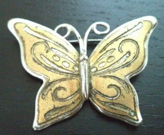 Vintage Signed Gorham Sterling Silver Vermeil Butterfly 1 5/8 " Brooch G793o