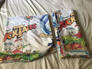 Vintage Duck Tales Sheet Set Twin Pillow Case Flat Fitted