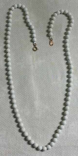 Vintage White Enameled Goldtone Metal.  18 " Wide Bead 25 " Necklace