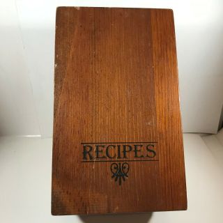 Vintage Wooden Recipes Box With Handwritten And Clipped Recipes
