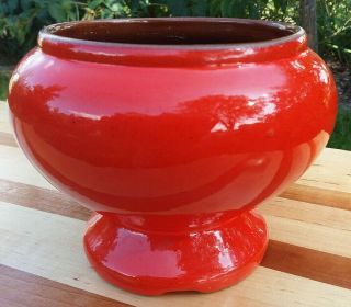 Frankoma 22a Footed Dish Bowl Westwind Flame Vintage Orange Red