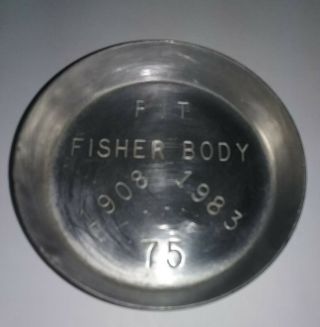 Vtg 1983 Gm Fisher Body 75 Year Anniversary Coaster Or Tiny Tin Dish Pittsburgh