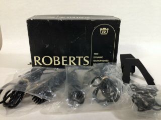 Vintage Roberts Dynamic Microphones With Stands No.  3815 Box