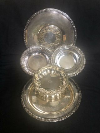 Vintage Silverplate Trays Group Of 5 Largest Is 9” Great For Keys Or Candy
