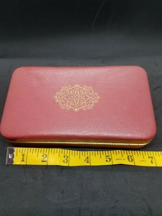 Vintage Small Rust,  Red/brown Leatherette Covered Jewelry Box With Embossed Top