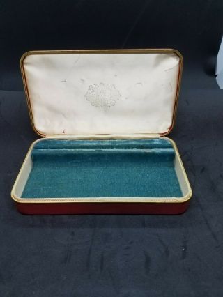 Vintage Small Rust,  red/brown Leatherette Covered Jewelry Box with embossed top 3