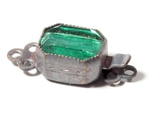 (1) 9mm Vintage Art Deco Czech Green Octagon Faceted Rhinestone Necklace Clasp